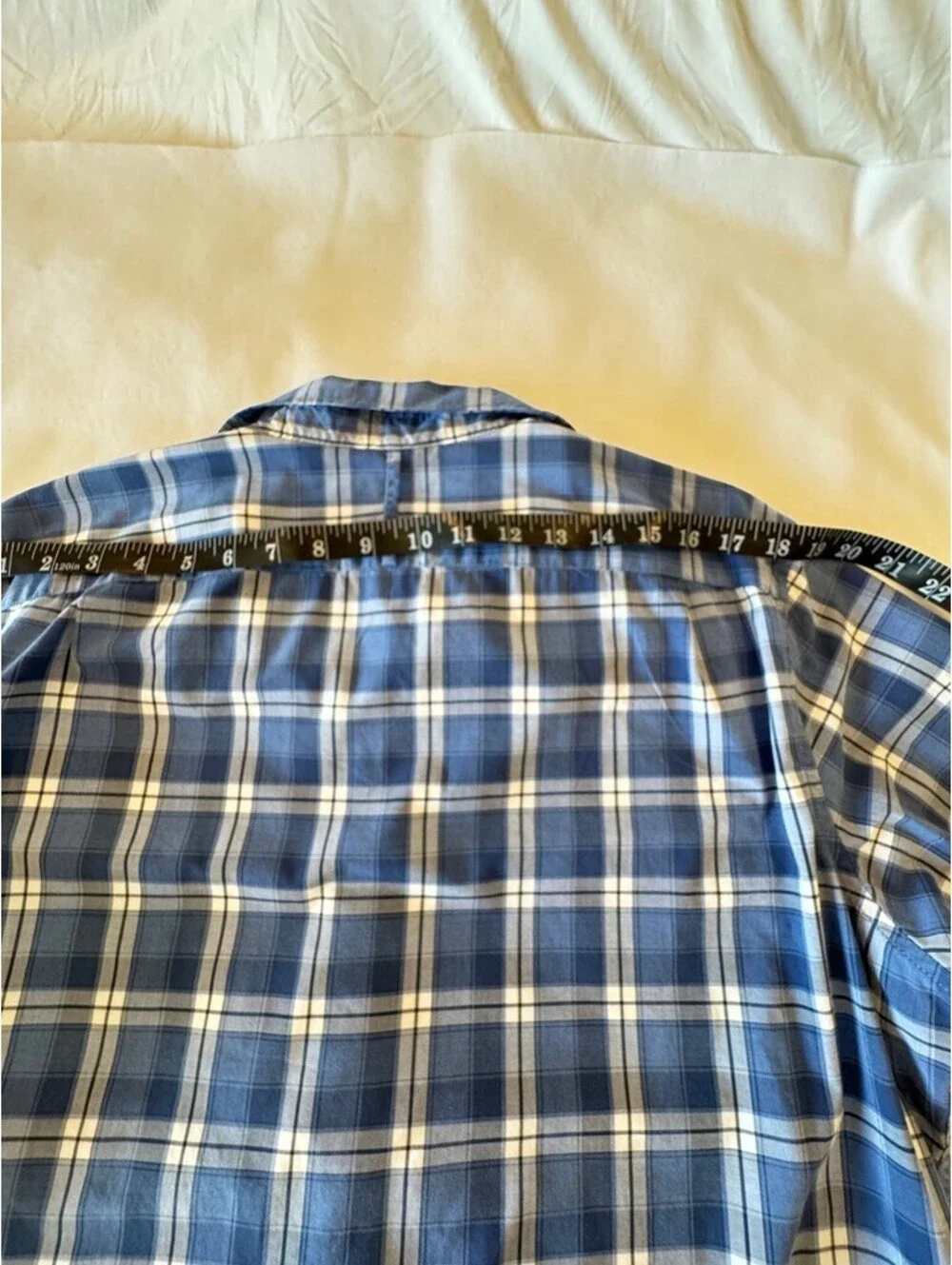 Banana Republic Camden Fit Blue Plaid Long Sleeve Shirt Size Large Tall